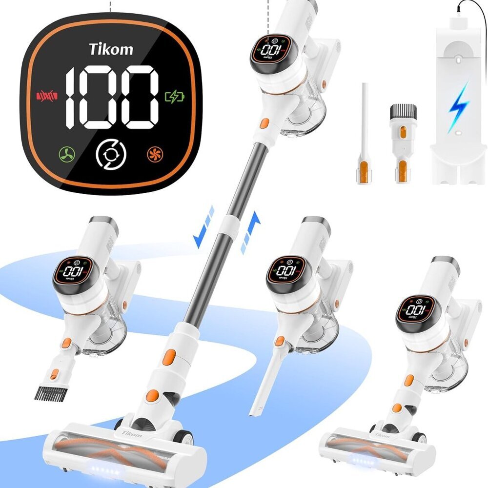 V500 Cordless Vacuum Cleaner for Home, 40000Pa/450W Stick Vacuum with LED Touch
